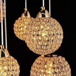 Luminária pendente moderna contemporânea de cristal globo galvanizado em metal
