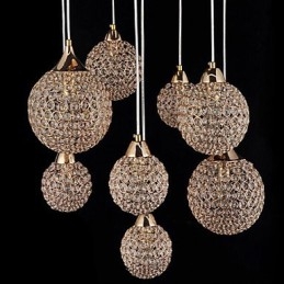 Luminária pendente moderna contemporânea de cristal globo galvanizado em metal
