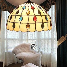 Lustre de vidro colorido de artes criativas rurais europeias que restauram formas antigas de luz de lâmpada