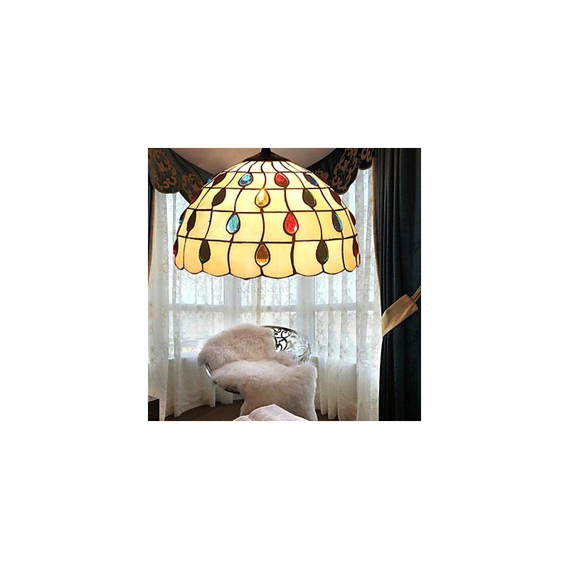 Lustre de vidro colorido de artes criativas rurais europeias que restauram formas antigas de luz de lâmpada