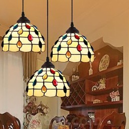 Lustre de vidro colorido de artes criativas rurais europeias que restauram formas antigas de luz de lâmpada