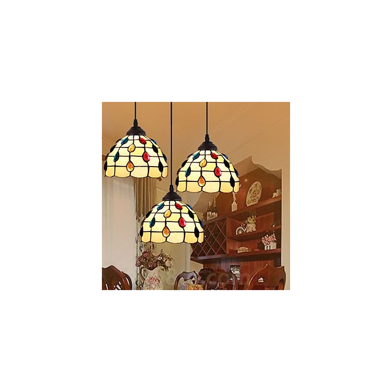 Lustre de vidro colorido de artes criativas rurais europeias que restauram formas antigas de luz de lâmpada