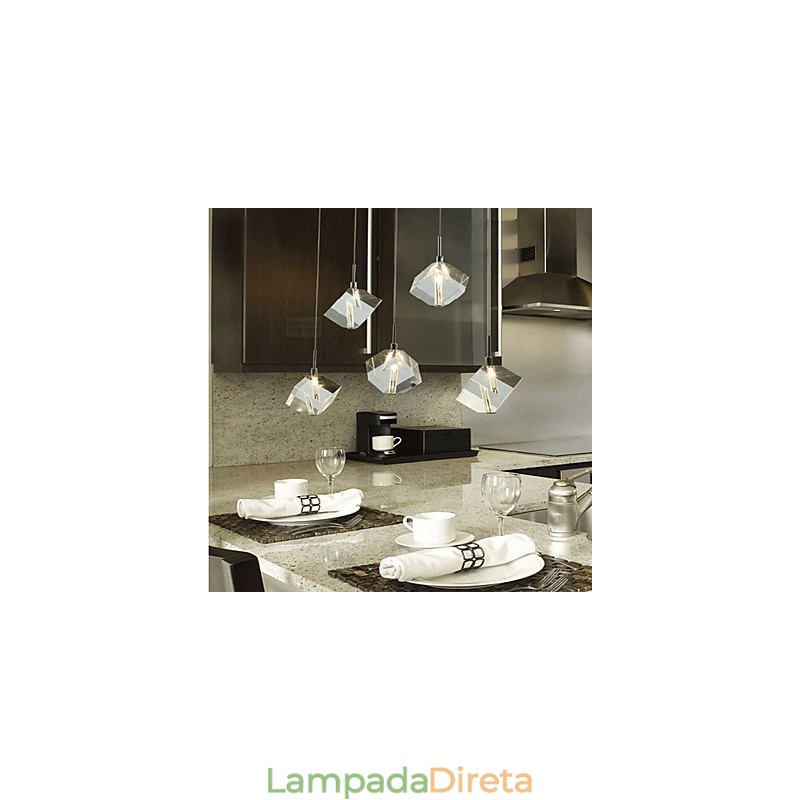 Luminária de cristal da moda com pingente de cristal de cinco cabeças