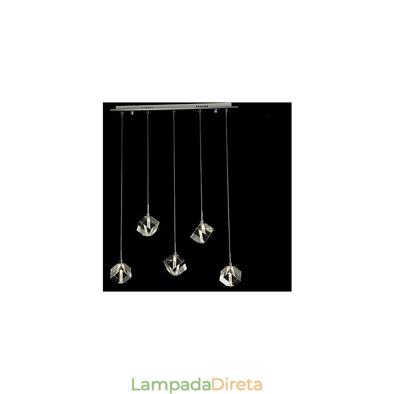 Luminária de cristal da moda com pingente de cristal de cinco cabeças