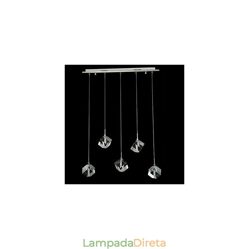 Luminária de cristal da moda com pingente de cristal de cinco cabeças