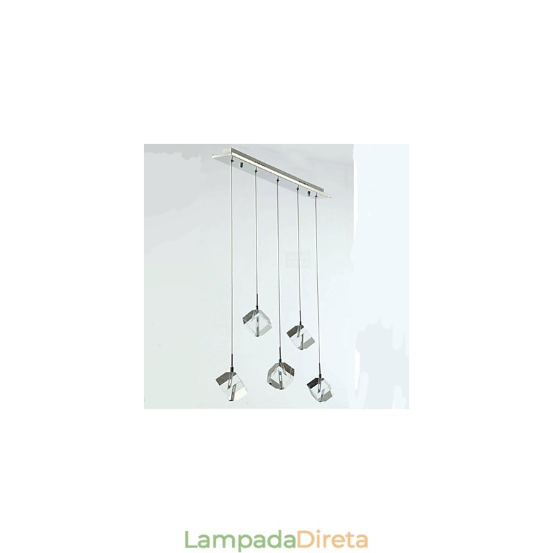 Luminária de cristal da moda com pingente de cristal de cinco cabeças