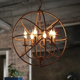 Luzes sentadas Nordic Country Ferro forjado Americano Retro Vela Lustre O Lustre Preto