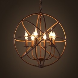 Luzes sentadas Nordic Country Ferro forjado Americano Retro Vela Lustre O Lustre Preto
