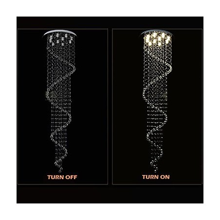 Lustre de cristal moderno com pingente de luz, luminárias de iluminação com espiral única D70CM H250CM Lustre de cristal moderno com pingente de luz, luminárias de iluminação com espiral única D70CM H250CM