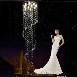 Lustre de cristal moderno com pingente de luz, luminárias de iluminação com espiral única D70CM H250CM