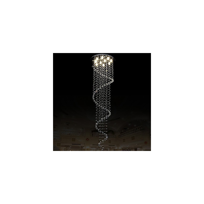 Lustre de cristal moderno com pingente de luz, luminárias de iluminação com espiral única D70CM H250CM