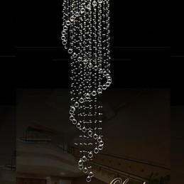 Lustre de cristal moderno com pingente de luz, luminárias de iluminação com espiral única D70CM H250CM
