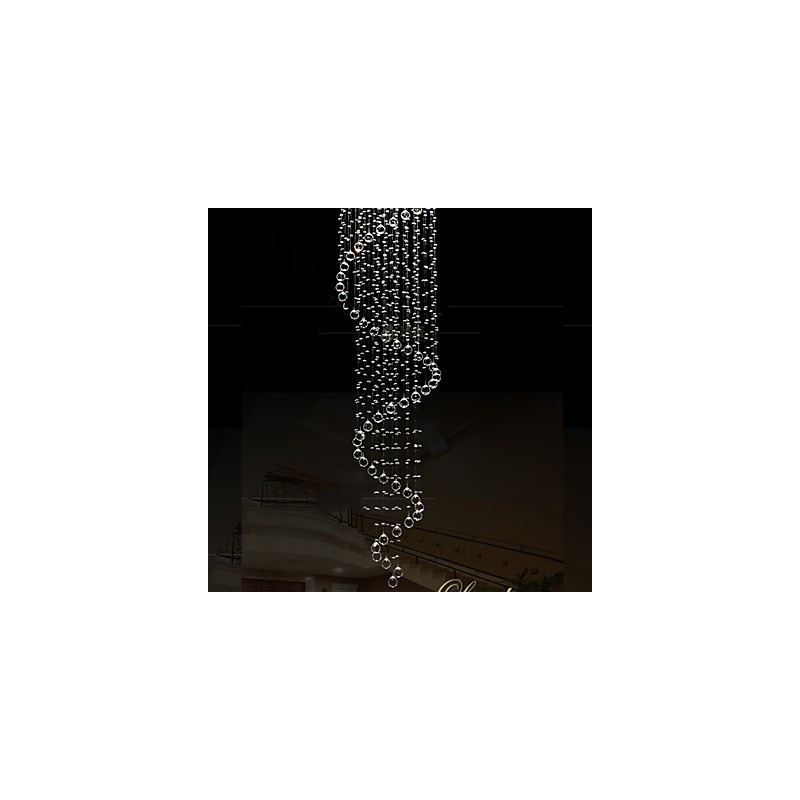 Lustre de cristal moderno com pingente de luz, luminárias de iluminação com espiral única D70CM H250CM