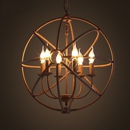 Luzes sentadas Nordic Country Ferro forjado Americano Retro Vela Lustre O Lustre Preto