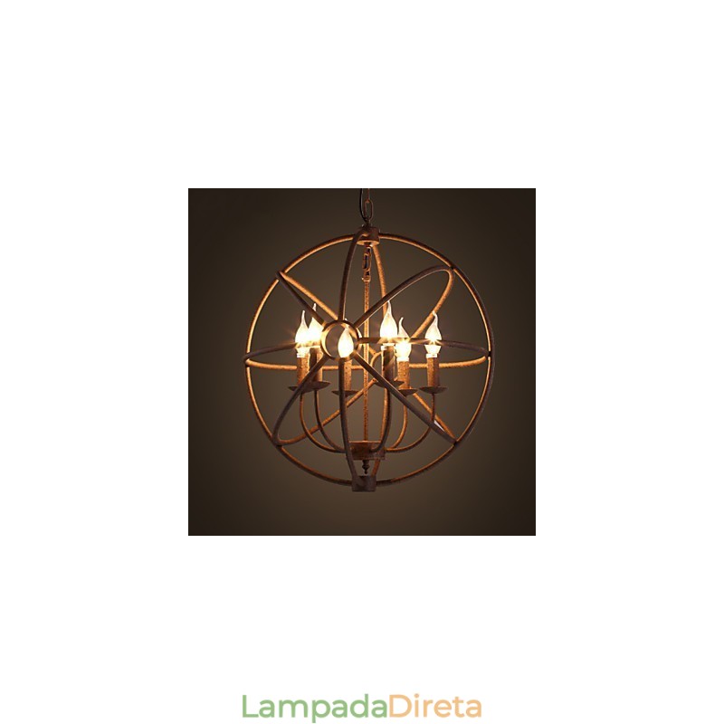 Luzes sentadas Nordic Country Ferro forjado Americano Retro Vela Lustre O Lustre Preto