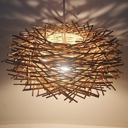 Lâmpada de teto suspensa de cabeça única moderna Rural Cany Art Woven Rattan