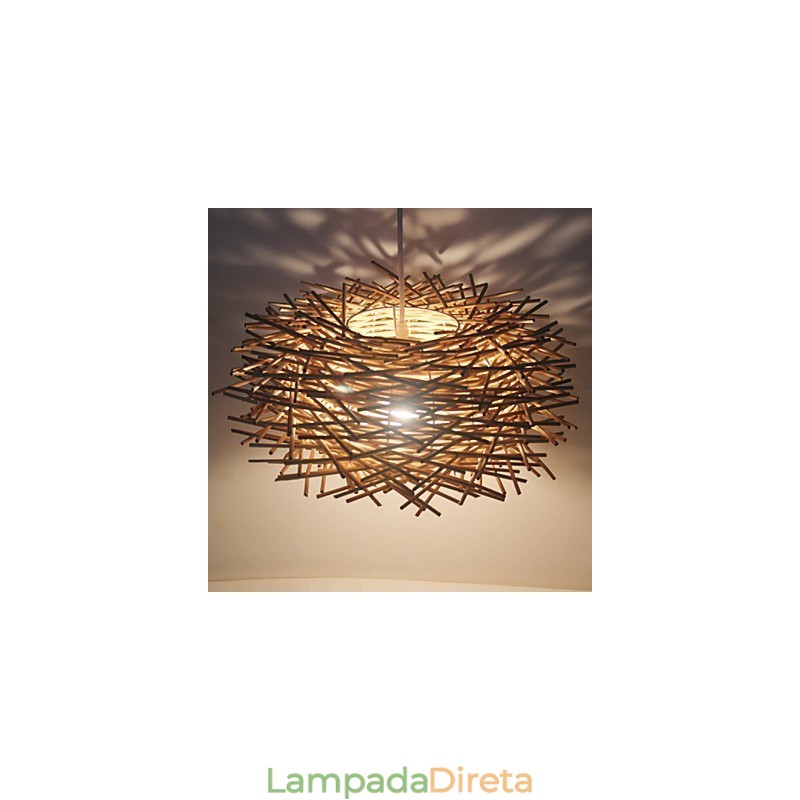 Lâmpada de teto suspensa de cabeça única moderna Rural Cany Art Woven Rattan