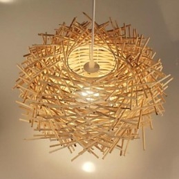 Lâmpada de teto suspensa de cabeça única moderna Rural Cany Art Woven Rattan