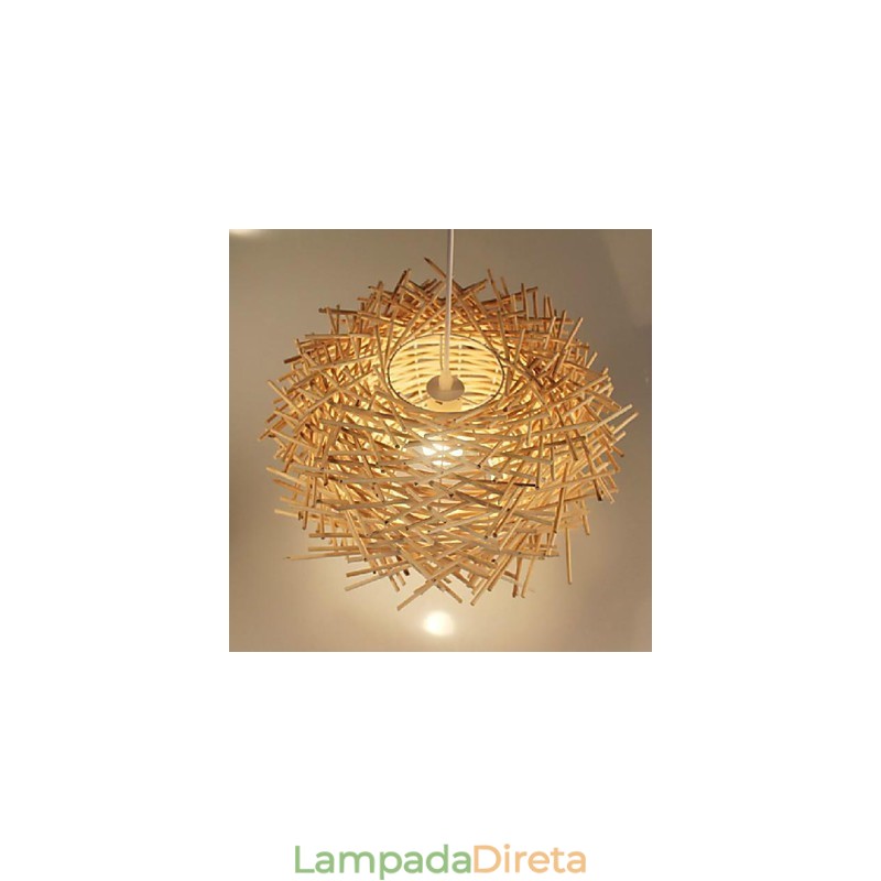Lâmpada de teto suspensa de cabeça única moderna Rural Cany Art Woven Rattan