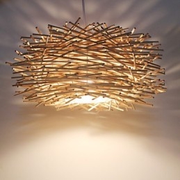 Lâmpada de teto suspensa de cabeça única moderna Rural Cany Art Woven Rattan