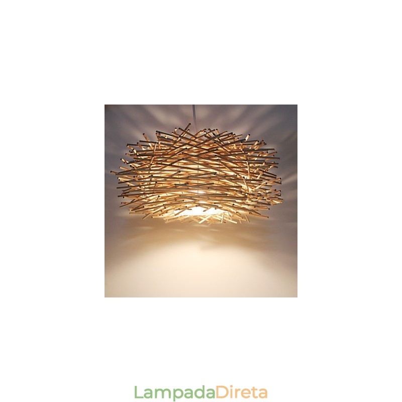 Lâmpada de teto suspensa de cabeça única moderna Rural Cany Art Woven Rattan