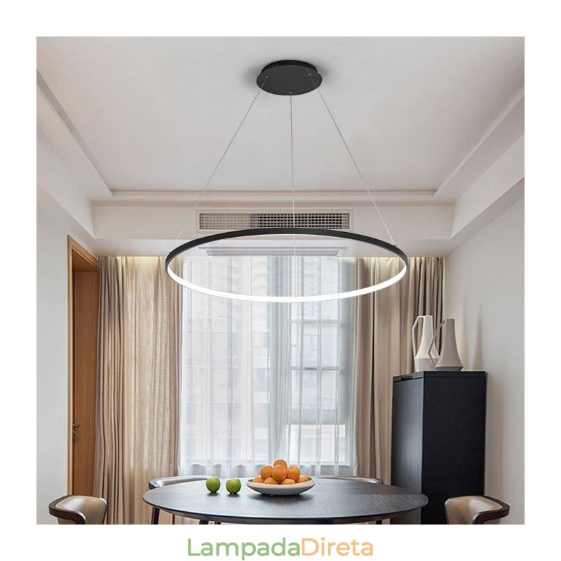 Luminária pendente regulável de 80 cm de diâmetro com design moderno