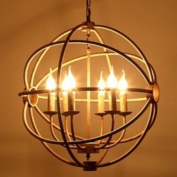 Luzes sentadas Nordic Country Ferro forjado Americano Retro Vela Lustre O Lustre Preto