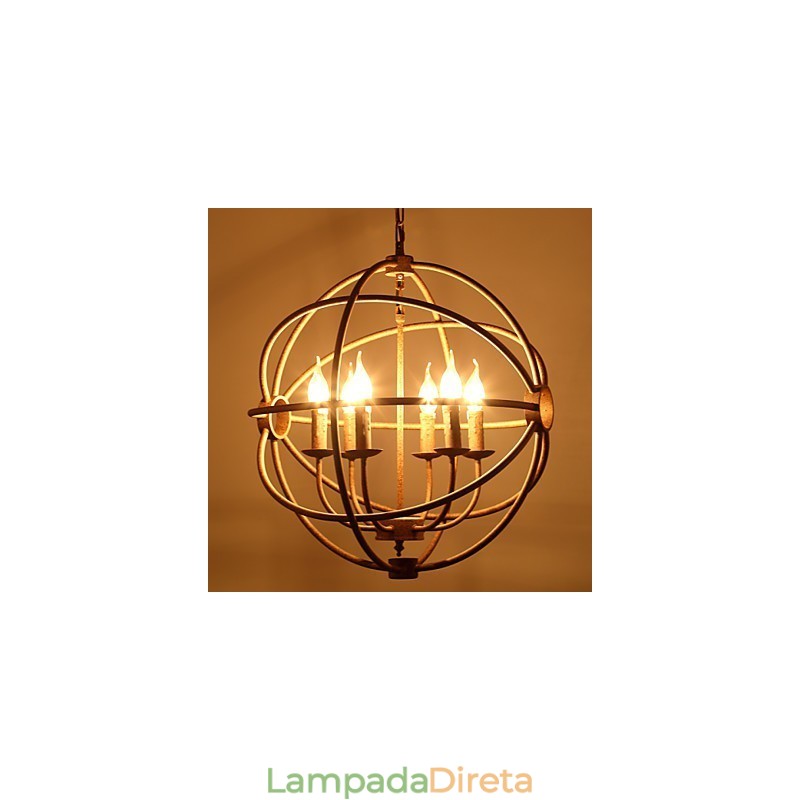 Luzes sentadas Nordic Country Ferro forjado Americano Retro Vela Lustre O Lustre Preto