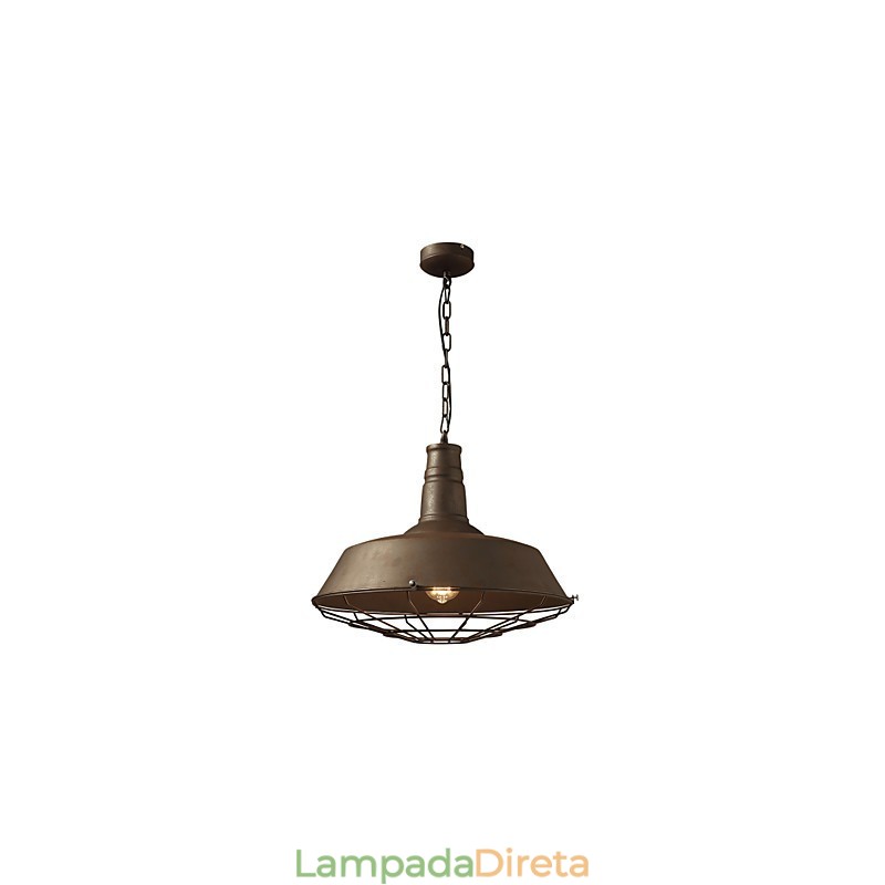 Luminária pendente retrô 1 luz Metal antigo Materila Shade Shop