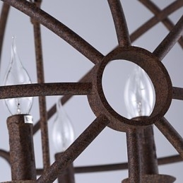 Luzes sentadas Nordic Country Ferro forjado Americano Retro Vela Lustre O Lustre Preto