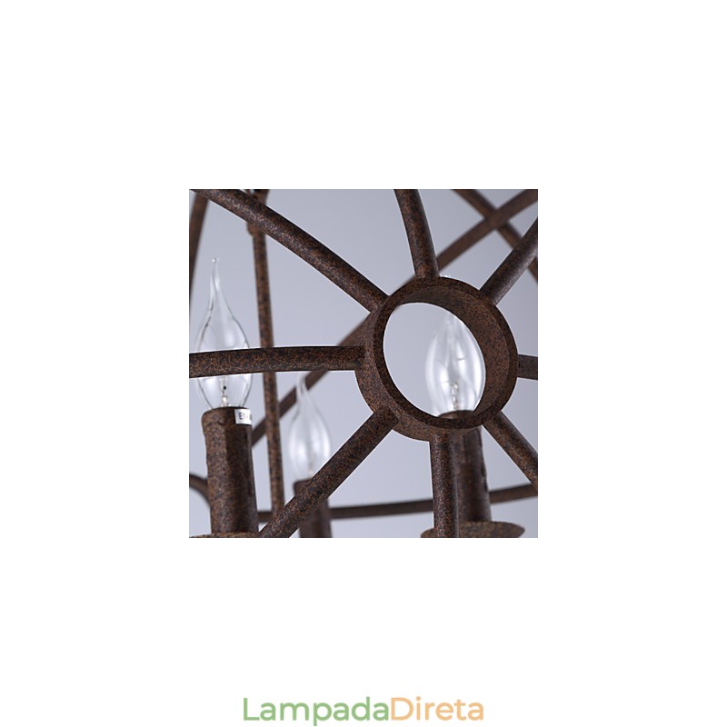 Luzes sentadas Nordic Country Ferro forjado Americano Retro Vela Lustre O Lustre Preto