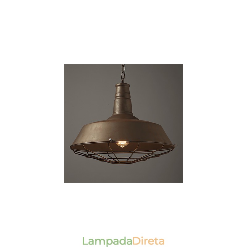 Luminária pendente retrô 1 luz Metal antigo Materila Shade Shop