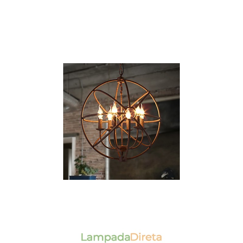 Luzes sentadas Nordic Country Ferro forjado Americano Retro Vela Lustre O Lustre Preto