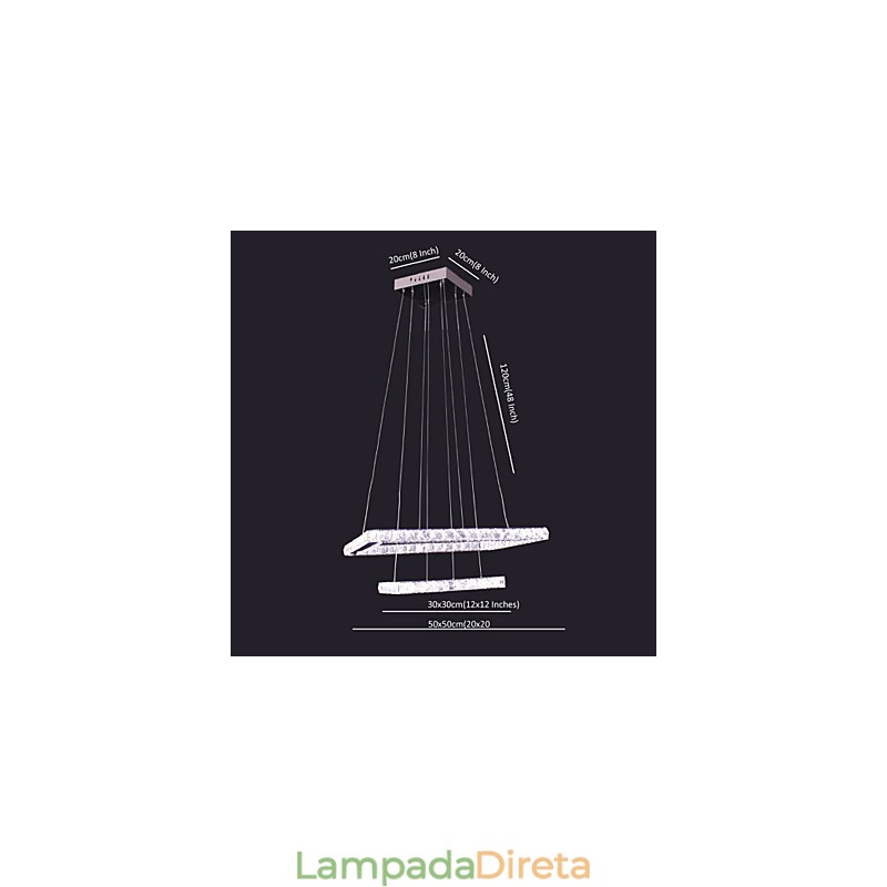 Luminária pendente de metal cristal contemporânea moderna