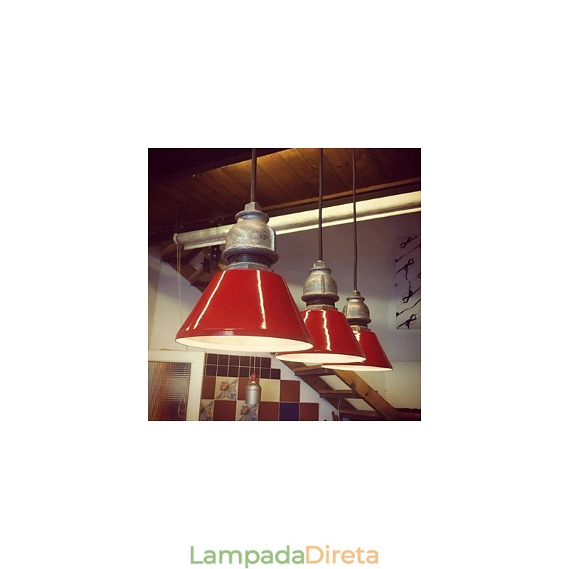 Luminária pendente de metal vintage country
