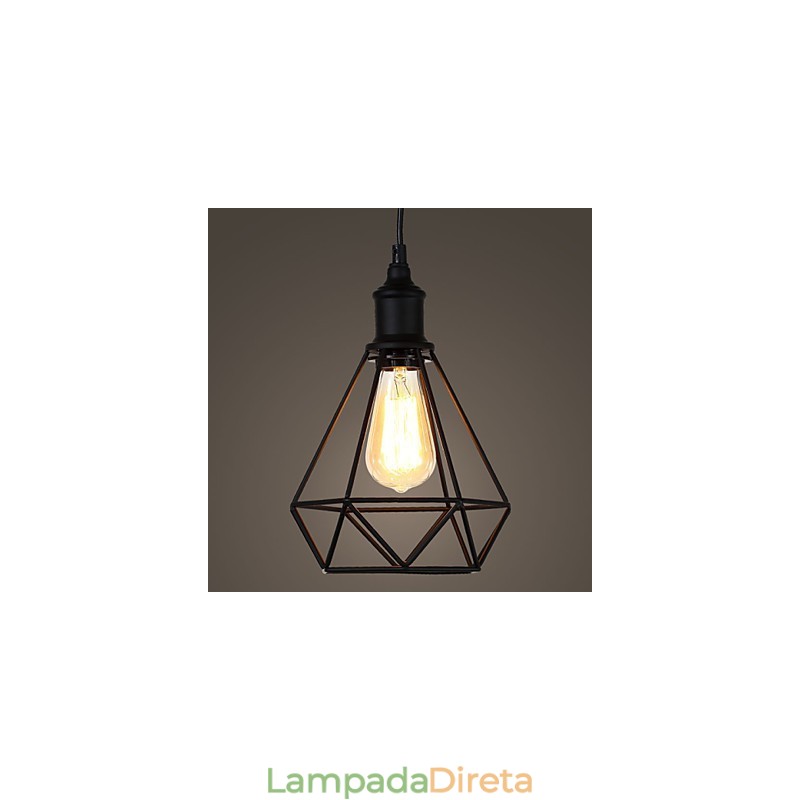 Americano Pequeno Pingente de Gaiola de Aço Vintage Retro DIY Drop Light Luminária Industrial para Decoração de Casa