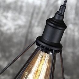 Americano Pequeno Pingente de Gaiola de Aço Vintage Retro DIY Drop Light Luminária Industrial para Decoração de Casa