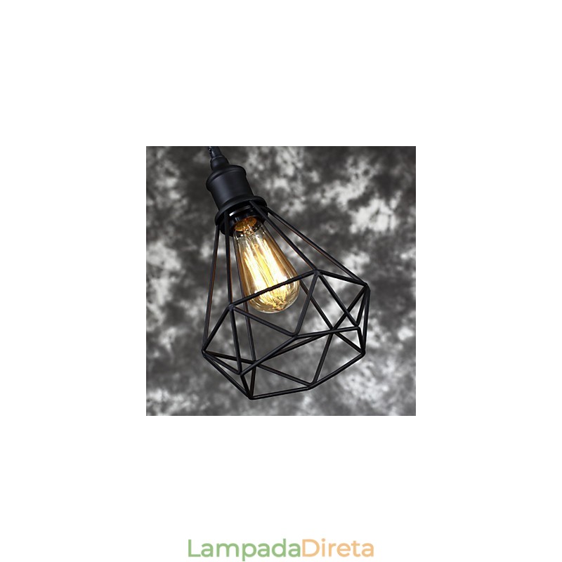 Americano Pequeno Pingente de Gaiola de Aço Vintage Retro DIY Drop Light Luminária Industrial para Decoração de Casa