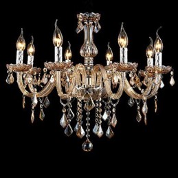 Lustre de Cristal de Luxo com Velas Cristal Âmbar
