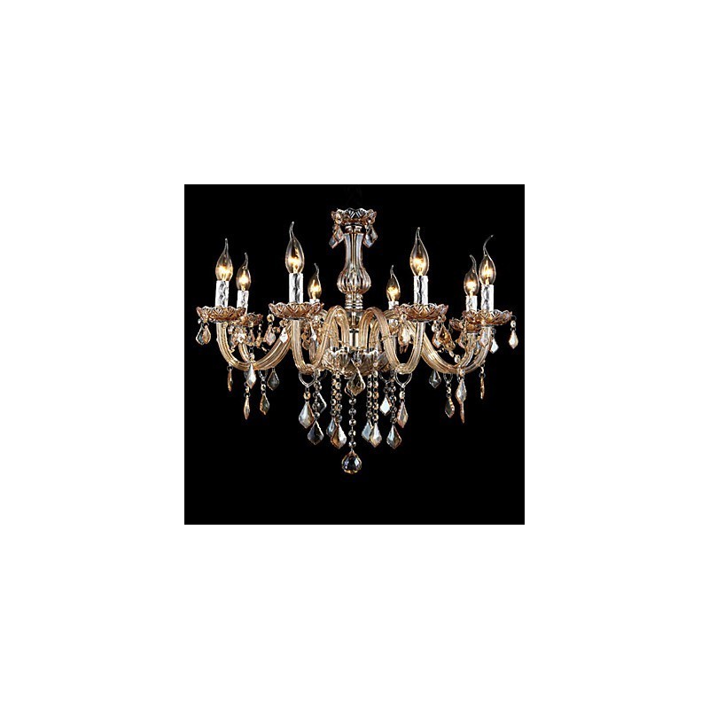 Lustre de Cristal de Luxo com Velas Cristal Âmbar