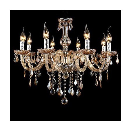 Lustre de Cristal de Luxo com Velas Cristal Âmbar Lustre de Cristal de Luxo com Velas Cristal Âmbar