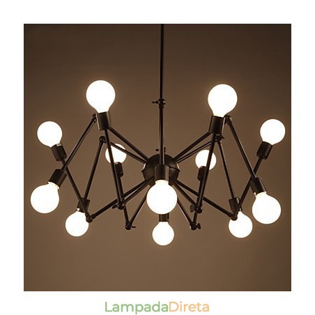 Lustre American Loft Black Lights Iron Spider com 12 cabeças Lustre American Loft Black Lights Iron Spider com 12 cabeças