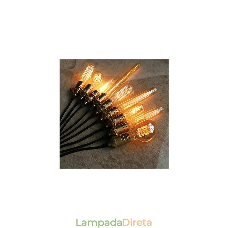 American Retro Minimalista Único Lustre de Cobre Luminária