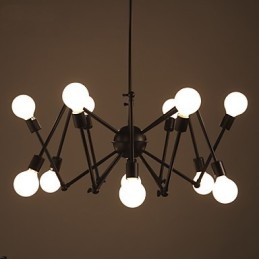 Lustre American Loft Black Lights Iron Spider com 12 cabeças