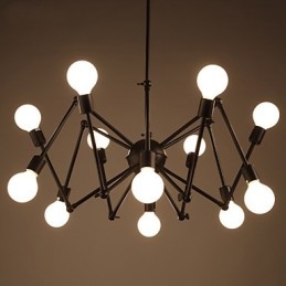Lustre American Loft Black Lights Iron Spider com 12 cabeças