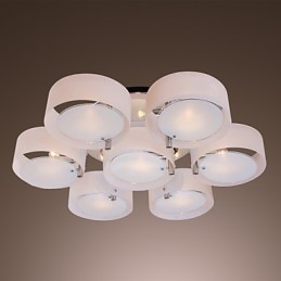 Lustre moderno contemporâneo de metal cromado com montagem embutida