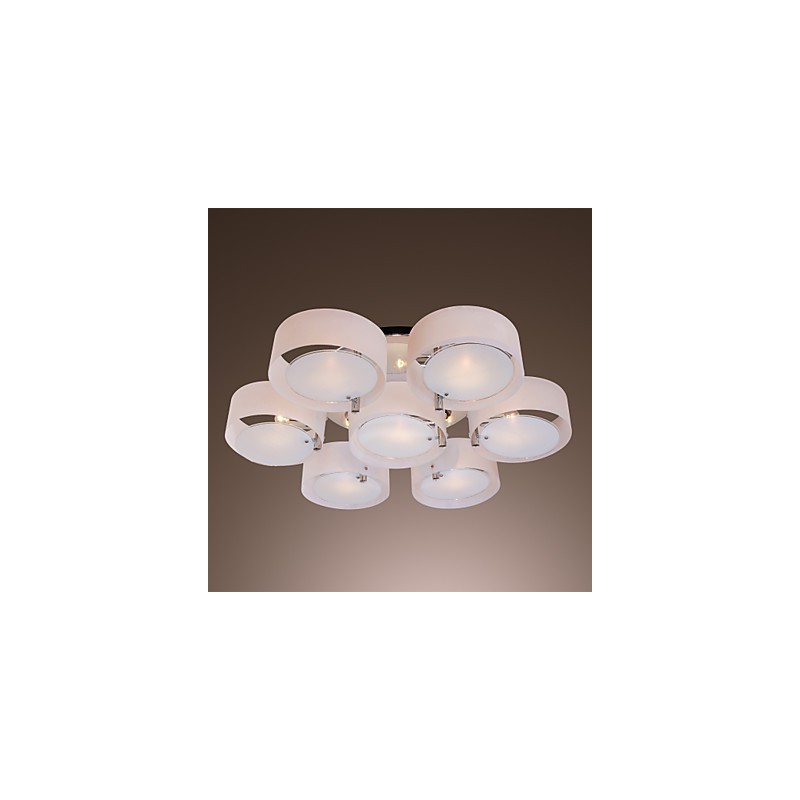 Lustre moderno contemporâneo de metal cromado com montagem embutida