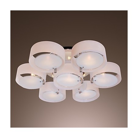Lustre moderno contemporâneo de metal cromado com montagem embutida Lustre moderno contemporâneo de metal cromado com montagem embutida