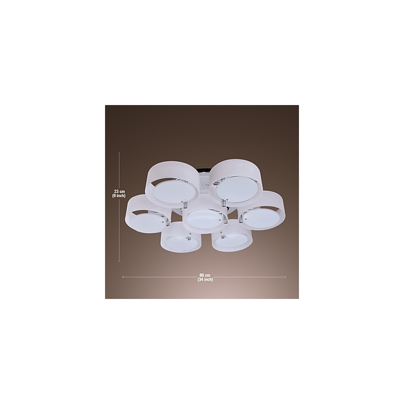 Lustre moderno contemporâneo de metal cromado com montagem embutida