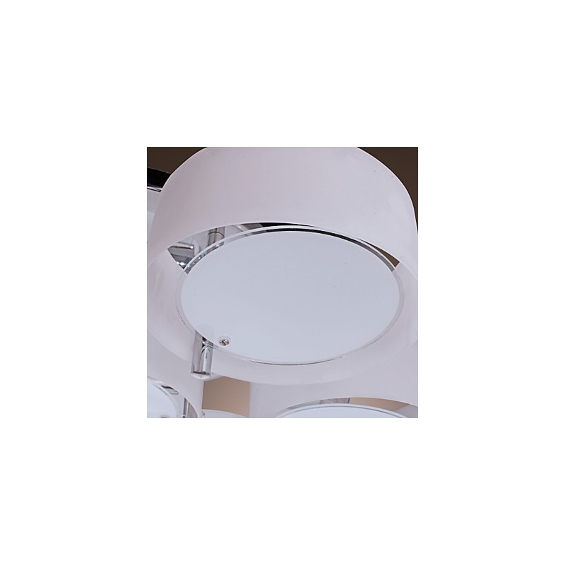Lustre moderno contemporâneo de metal cromado com montagem embutida
